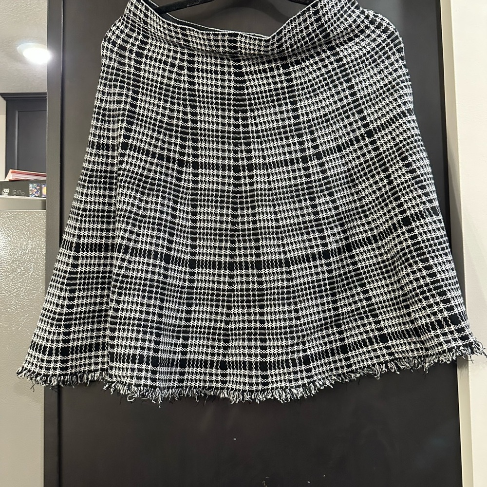 Milano Black and White Checkered A-Line Skirt